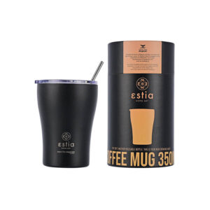 Estia Coffee Mug Save The Aegean Ποτήρι Θερμός 350ml με Καλαμάκι Midnight Black