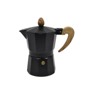 ANKOR Καφετιέρα Espresso αλουμινίου 150ml Μαύρη με Ξύλο
