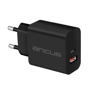 Φορτιστής Ταξιδίου Switching Ancus Supreme Series C70D Dual Fast Charge με USB/USB-C Έξοδο QC3.0 PD 30W Μαύρο