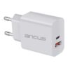 Φορτιστής Ταξιδίου Switching Ancus Supreme Series C70D Dual Fast Charge με USB/USB-C Έξοδο QC3.0 PD30W Λευκό