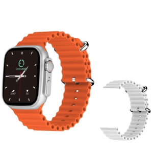 Smartwatch Maxcom Ecowatch 2 1.95” 230mAh IP67 με Δυνατότητα Κλήσεων με Ασημί και Πορτοκαλί Λουράκια