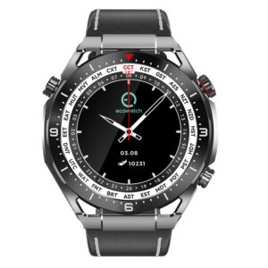 Smartwatch Maxcom Ecowatch 1 1.52” 400mAh IP67 Μαύρο με Silicon PU Leather και Metal Band