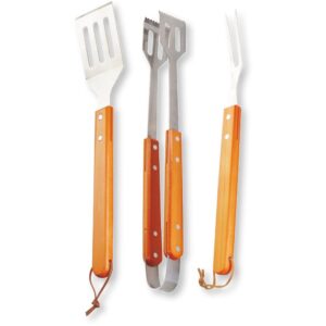 Σετ Εργαλείων Grill Fieldmann FZG 9018 3 Τεμ. με Σπάτουλα, Τσιμπίδα και Πιρούνα απο Ανοξείδωτο Ατσάλι και με Προστατευτική Λαβή απο Bamboo