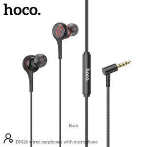 Hands Free Hoco DM26 Earphones Stereo 3.5mm Ανάγλυφο Καλώδιο με  Elbow Design 1.2m Μαύρα