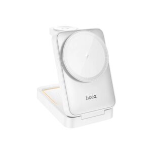 Επιτραπέζια Αναδιπλούμενη Βάση Ασύρματης Φόρτισης Hoco CQ21 Power 3-σε-1 15W Φόρτιση 3 Συσκευών Λευκή