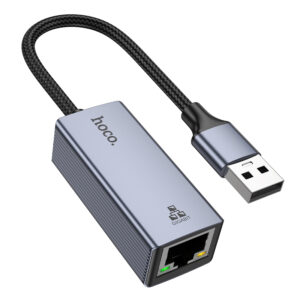Αντάπτορας  Hoco UA37 USB-Α σε RJ45 OTG 10/100/1000Mbps 12cm Γκρι