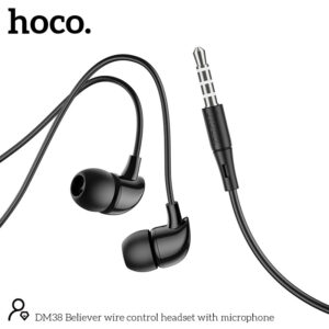 Hands Free Hoco DM38 Believer Stereo 3.5mm με Μικρόφωνο και Πλήκτρο Λειτουργίας 1.2m  Μαύρα