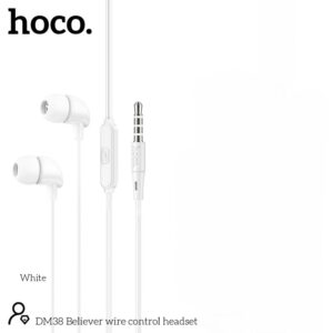Hands Free Hoco DM38 Believer Stereo 3.5mm με Μικρόφωνο και Πλήκτρο Λειτουργίας 1.2m Λευκά