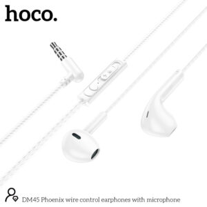 Hands Free Hoco DM45 Phoenix Earphones Stereo 3.5mm με Μικρόφωνο και Πλήκτρο Λειτουργίας 1.2m Λευκά