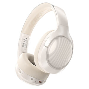 Wireless Ακουστικά Hi-Fi Stereo Acefast H5 30db ANC AUX 500mAh v5.4 Milky White με HD Μικρόφωνο Memory Foam Μαξιλαράκια και Θήκη