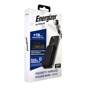 Power Bank Energizer QM5000 5000mAh 15W Fast Charge με 1xUSB-C Ασύρματη Φόρτιση 15W και LED Ένδειξη Μπαταρίας Μαύρο