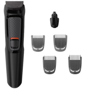 Trimmer Επαναφορτιζόμενο Philips MG3710/15 Multigroom Series 3000 6 σε 1 για Πρόσωπο με Εξάρτημα για τη Μύτη και 4 Κεφαλές Διαφορετικού Μήκους Μαύρο