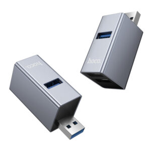 Hub Hoco HB54 3-in-1 USB σε 2xUSB2.0 και 1xUSB3.0 Ταχύτητα εως 5Gbps Metal Grey