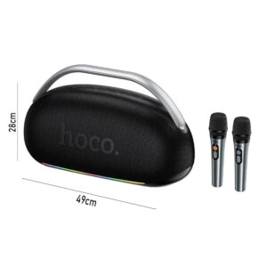 Φορητό Ηχείο Wireless Hoco HT2 Melody TWS v5.4 6000mAh IPX4 300W με USB MicroSD AUX RGB Φωτισμό και Δυο Ασύρματα Μικρόφωνα