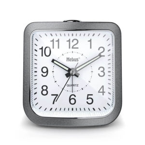 Mebus 56988 Επιτραπέζιο Ρολόι Ξυπνητήρι χαλαζία Αθόρυβο Γκρι