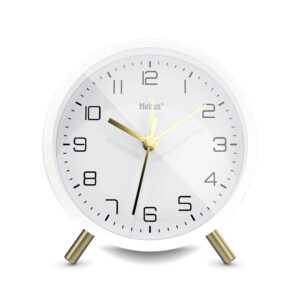 Mebus 56973 Επιτραπέζιο Ρολόι Ξυπνητήρι χαλαζία Αθόρυβο Λευκό / Χρυσό
