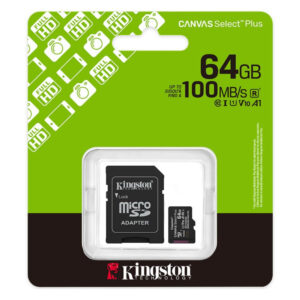 Κάρτα Μνήμης Kingston Canvas Select Plus+ MicroSDXC 64GB Class 10 με SD Adapter έως 100MB/s SDCS3/64GB