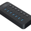 ORICO USB hub CT2U3-7AB με διακόπτες, 7x θυρών, USB 3.0, 5Gbps, USB σύνδεση, μαύρο