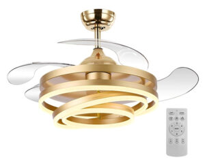 POWERTECH HLL-0130 ανεμιστήρας οροφής Φ106 72W με LED φως & τηλεχειριστήριο Χρυσός