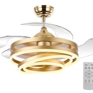 POWERTECH HLL-0130 ανεμιστήρας οροφής Φ106 72W με LED φως & τηλεχειριστήριο Χρυσός
