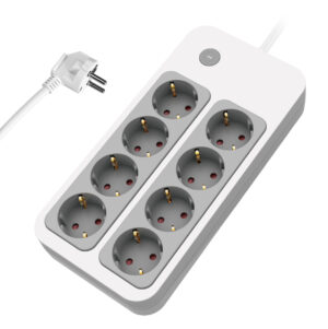 POWERTECH πολύπριζο ασφαλείας PT-1534, 8 θέσεων, 16A, 1.5m, λευκό