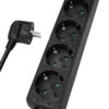 POWERTECH πολύπριζο PT-870, 5x schuko, 16A, 1,5m, μαύρο
